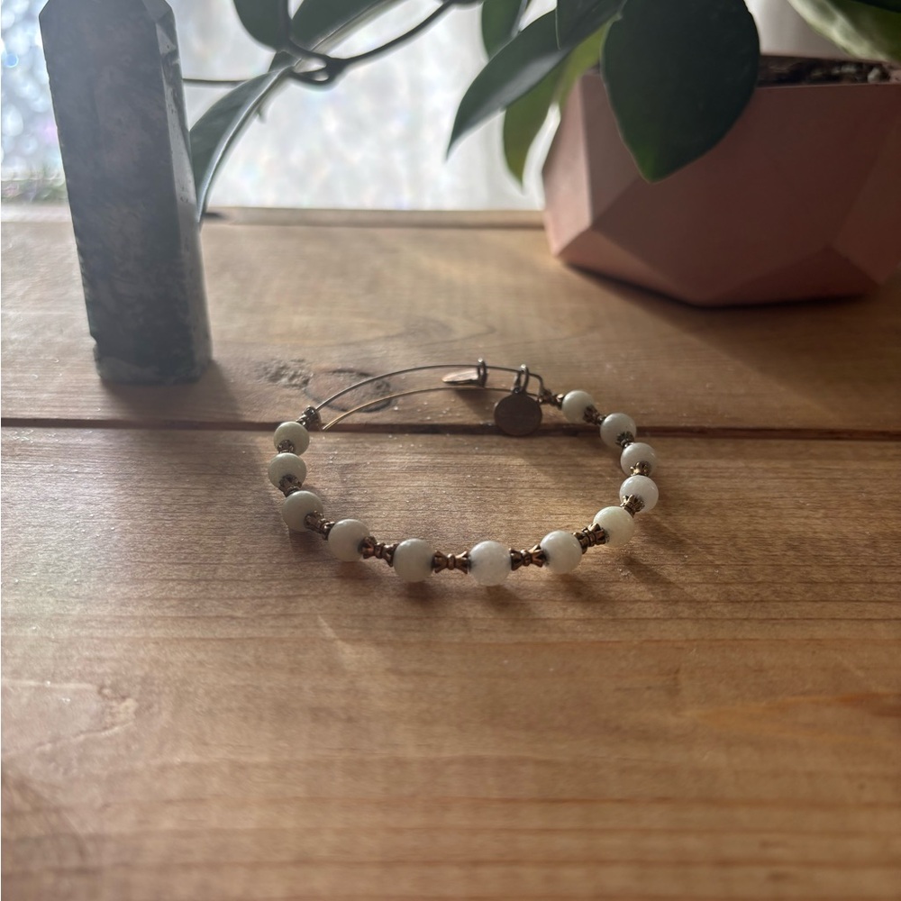 Alex & Ani white beaded gold bracelet
